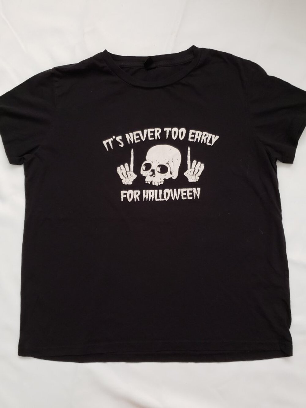 SHEIN Never Too Early Halloween black size Large shirt funny novelty